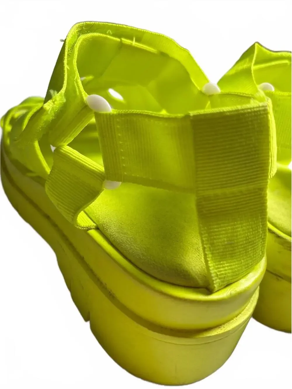 Neon Yellow Strappy Platform Sandals